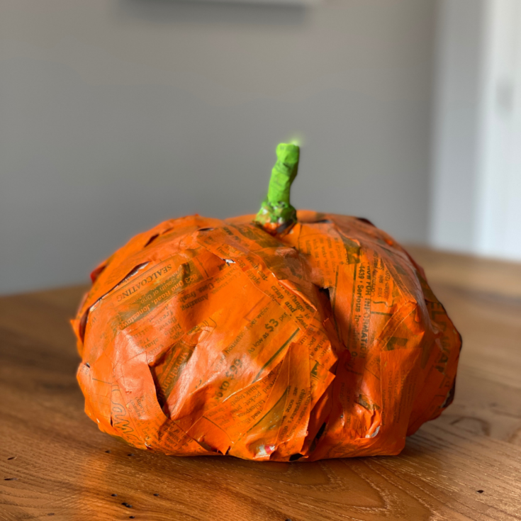 Make a Recycled Paper Mâché Pumpkin from Trash